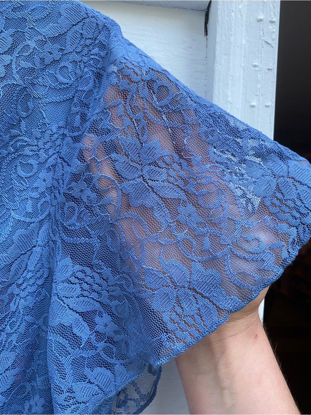 Ever Pretty Dusty Blue Lace Ruffled Formal Evening Dress - Picture 5 of 12